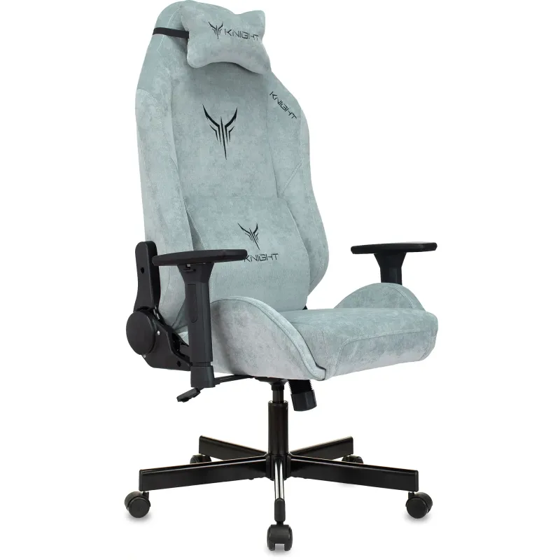 Кресло игровое Knight N1 Fabric серо-голубой Light-28 с подголов. крестов. металл главное фото