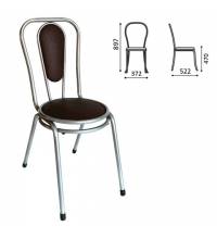 Стул для столовых, кафе, дома РС06, серебристый каркас, кожзам темно-коричневый